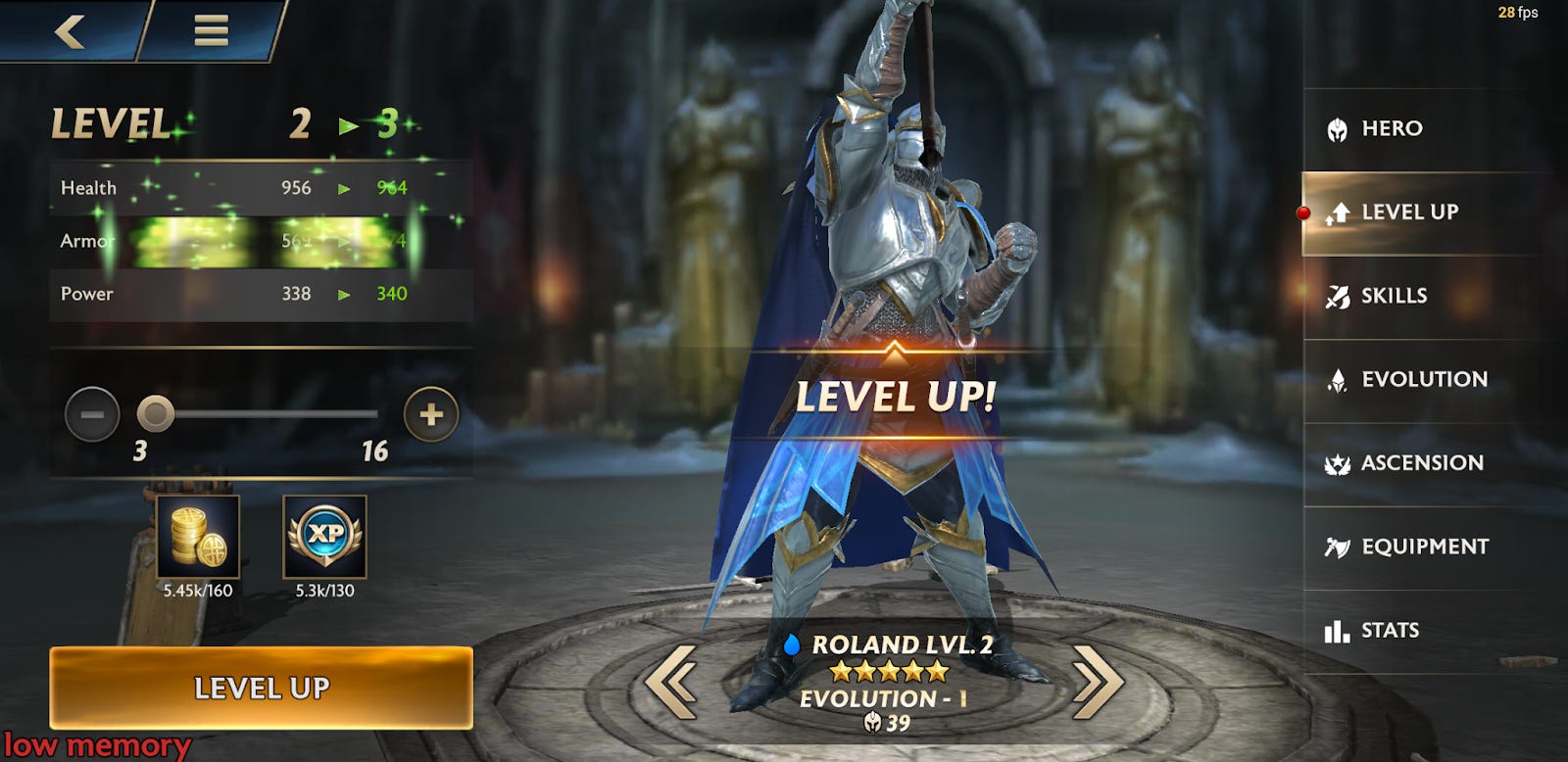 Leveling up played an animation sequence